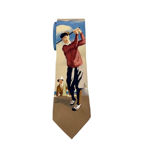 New Polo Golf Ralph Lauren Silk Tie With Vintage Inspired Golfer Print